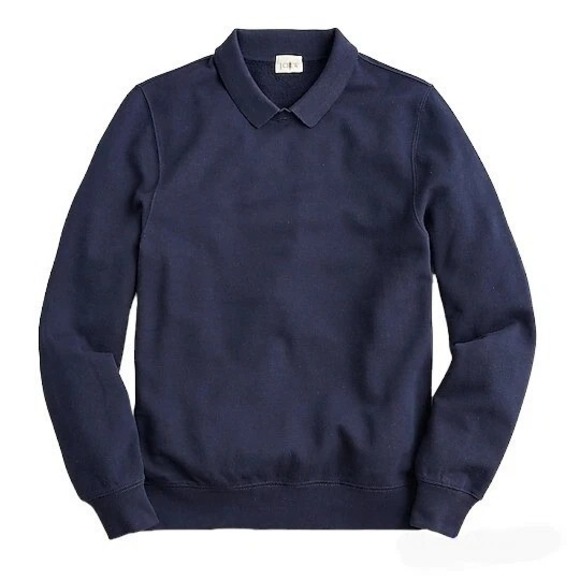 J. Crew Piqué Fleece Sweatshirt Men XS Blue Preppy Academia Collegiate Classic - Picture 14 of 16
